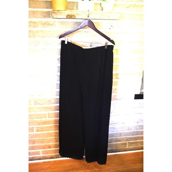 Chico's Womens XL 3 Pleats Wide-Leg Palazzo Pants Regular Black Formal Evening - Picture 3 of 5